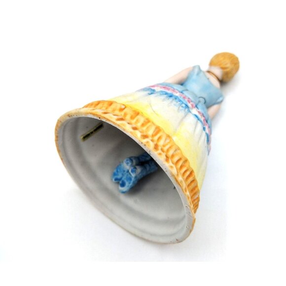 Vintage Porcelain Lady Figurine Bell Blue Dress Roses Slipper Clapper 1978 - Picture 3 of 11